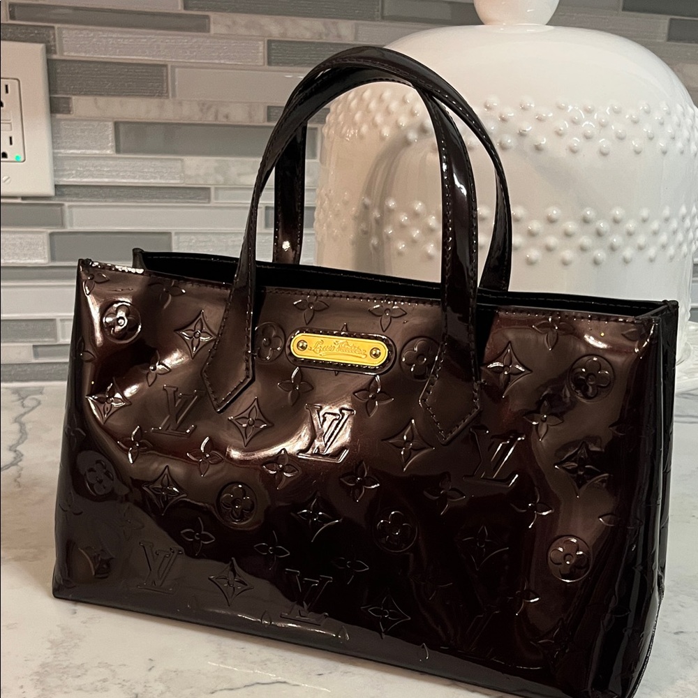 Louis Vuitton Amarante Vernis Monogram Patent Tote with Gold Plate